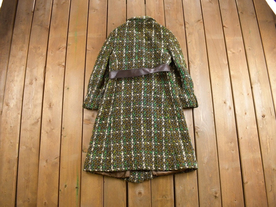 Vintage 1980s Woven Plaid Full Length Over Coat