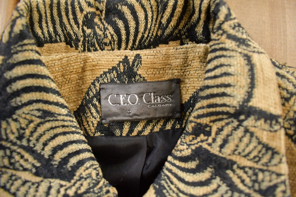 Vintage 1990s Zebra Themed Knit Jacket Zip Up