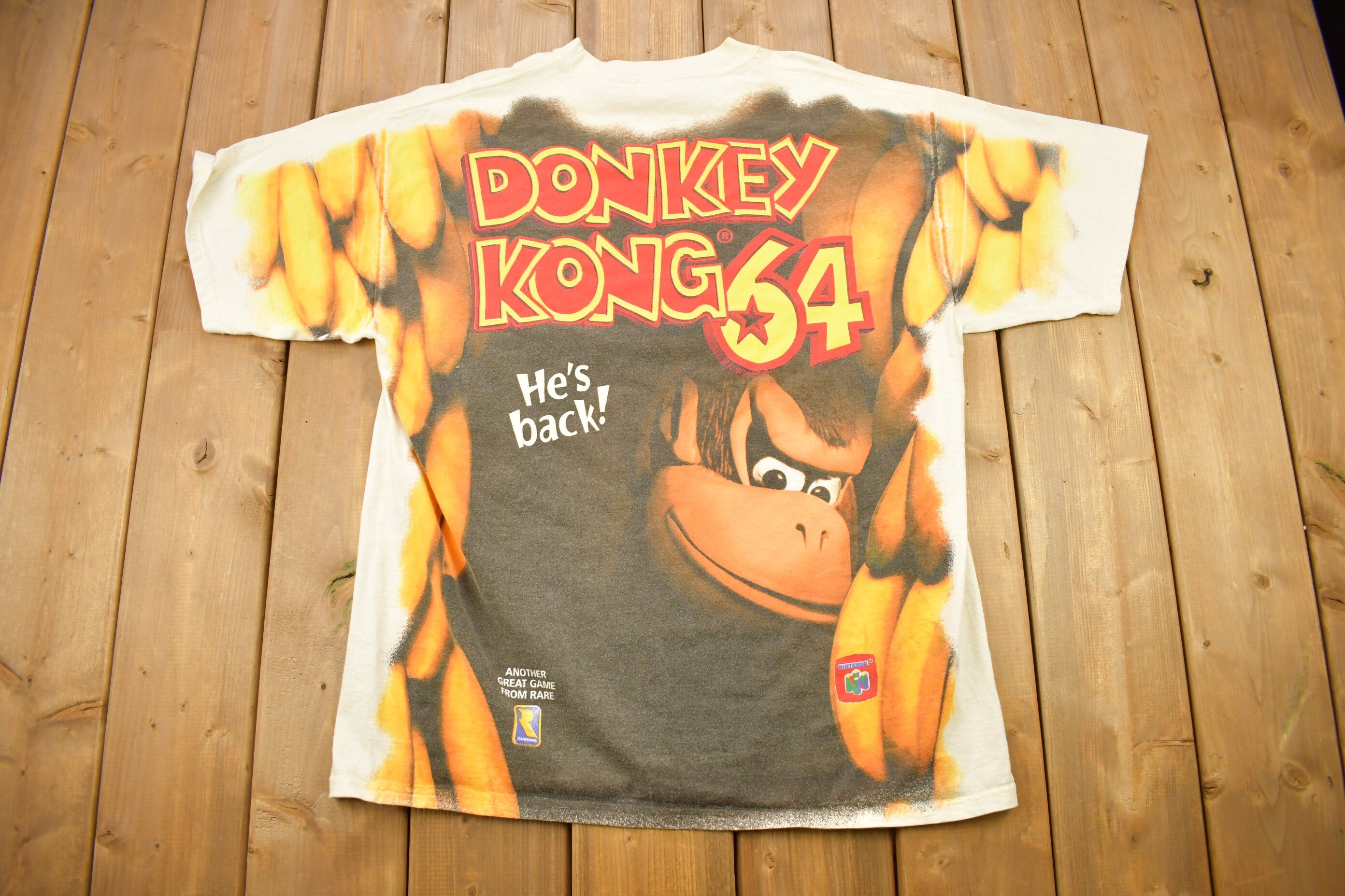 Vintage 1990s Donkey Kong 64 All Over Print Nintendo T-shirt
