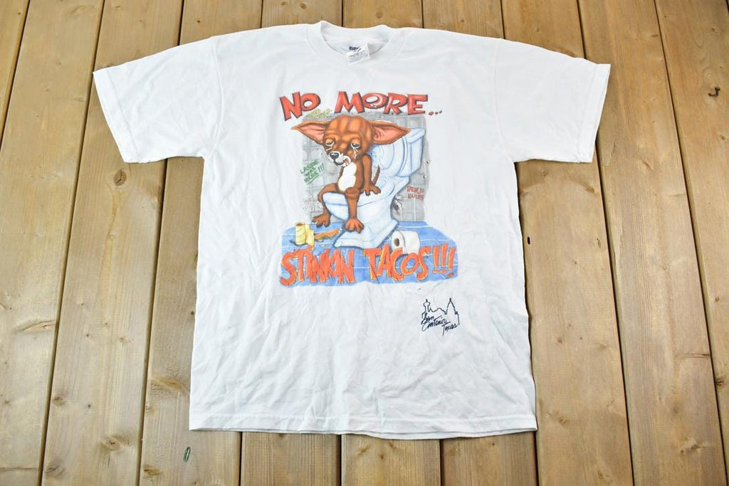 Vintage 1990s Stinky Tacos Souvenir Funny Cartoon Chihuahua Heavyweight Blend T-Shirt