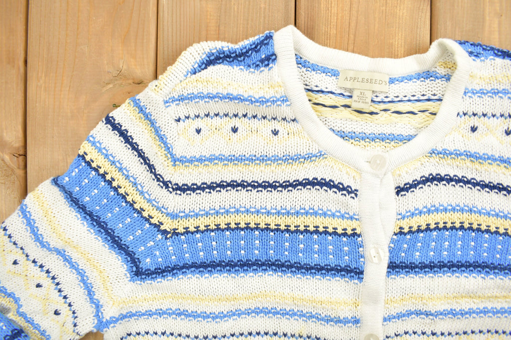 Vintage 1990s Appleseeds Knit Zip Up Cardigan Sweater