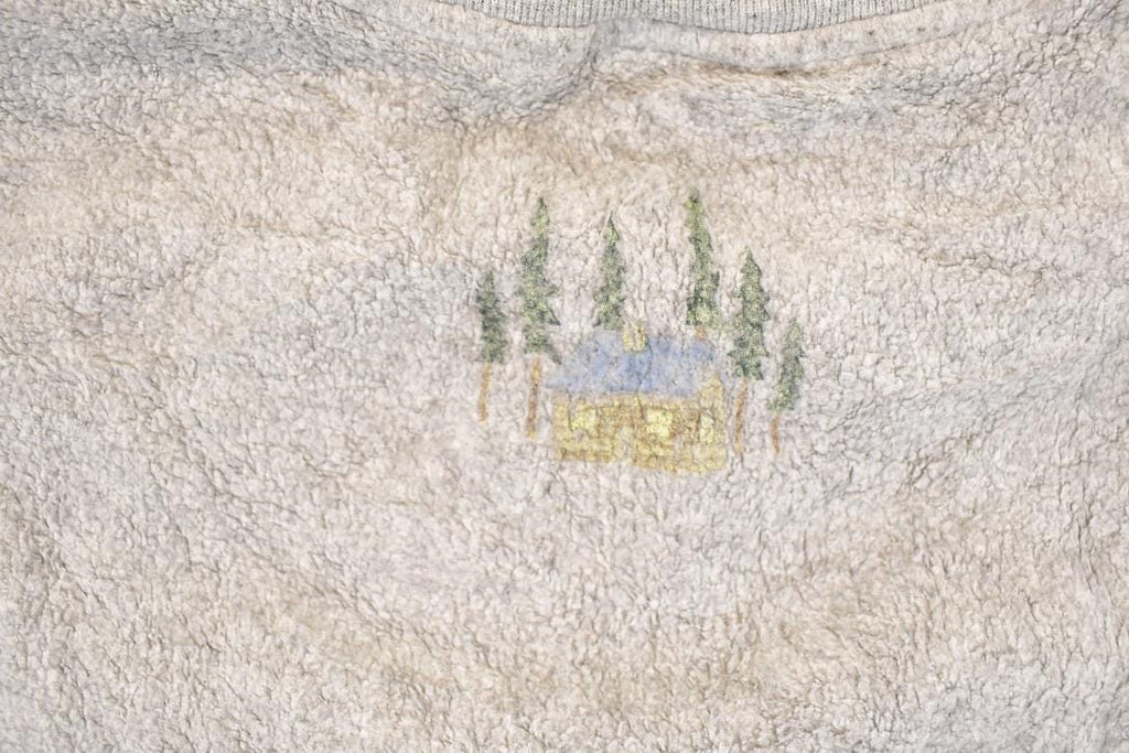 Vintage 1990s Artisans Forest Fleece AOP Double Collar Cardigan Sweatshirt Women's L