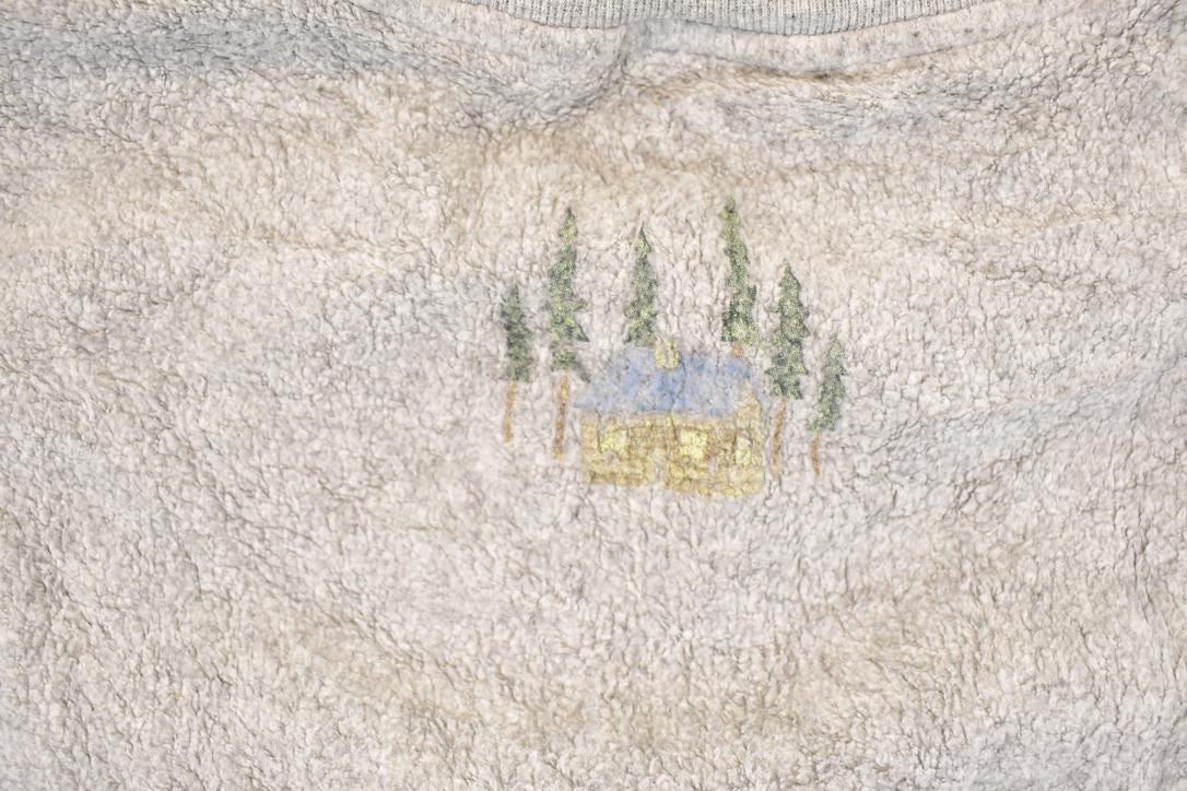 Vintage 1990s Artisans Forest Fleece AOP Double Collar Cardigan Sweatshirt Women's L