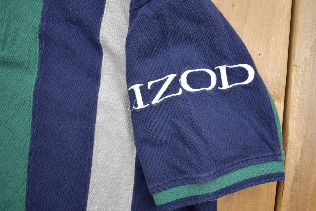 Vintage 1990s Izod Color Block Collared Shirt