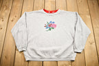 Vintage 1990s Jaclyn Smith Sport Flower Embroidered Crewneck