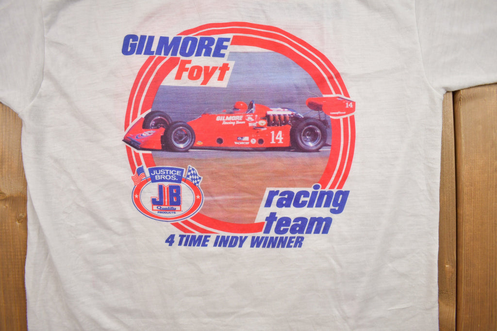 Vintage 1980s Gilmore Foyt Indie Car Racing Graphic T Shirt
