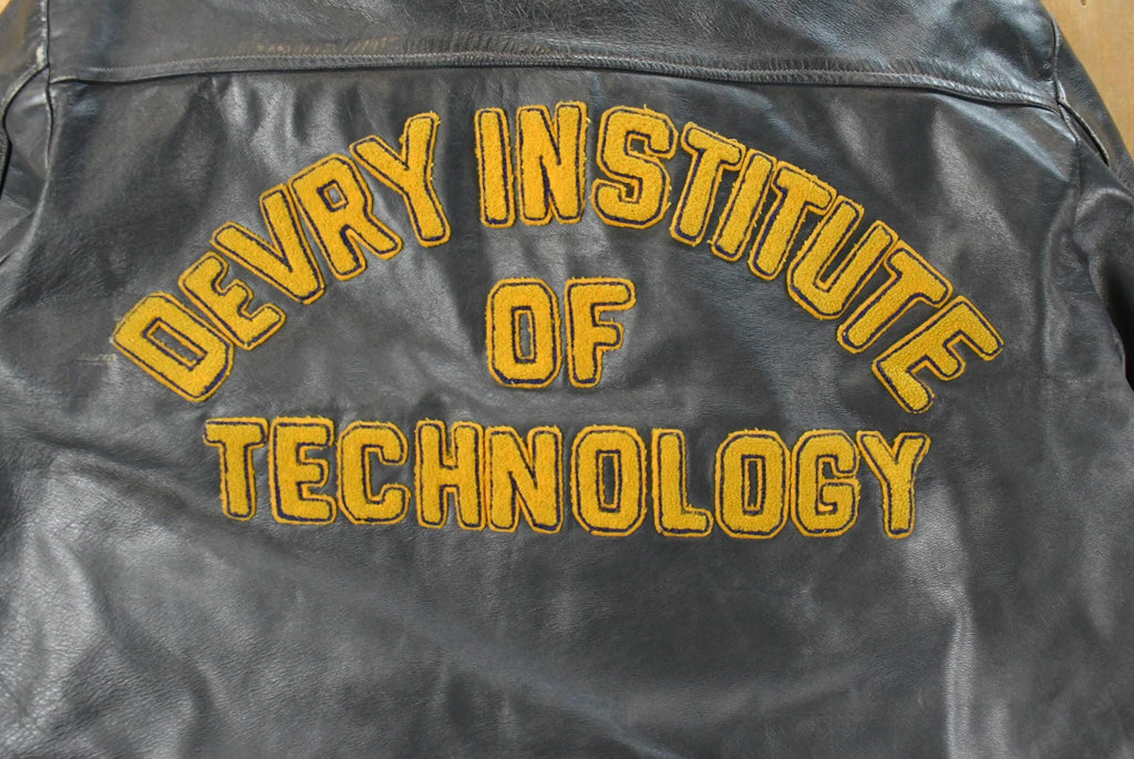 Vintage 1970s DeVry Institute of Technology Collegiate Lined Leather Jacket Men's Large