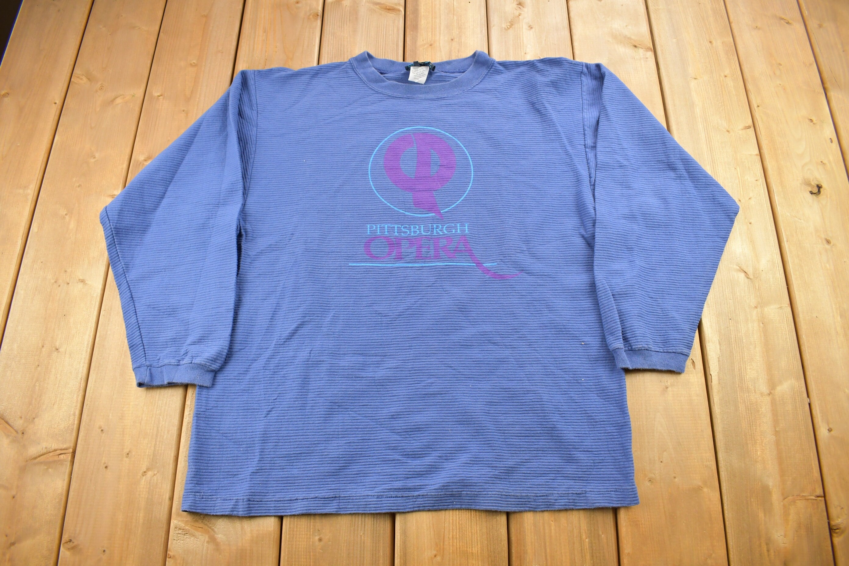 Vintage 1990s Pittsburgh Opera Striped Crewneck Sweatshirt