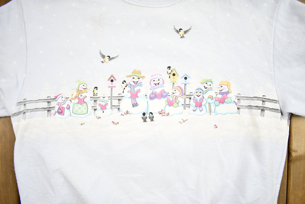 Vintage 1990s Morning Sun Cute Snowman Theme Crewneck Sweater