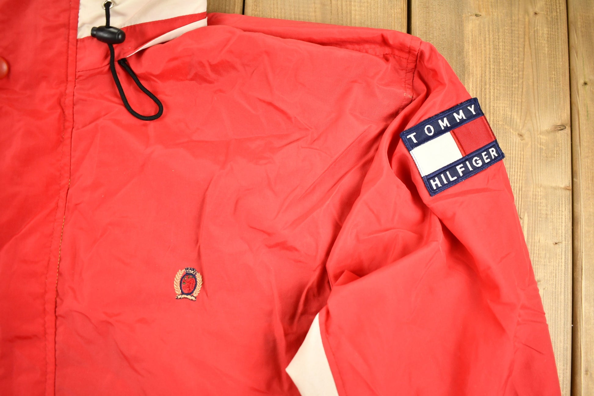 Vintage 1990s Tommy Hilfiger Flag Patch Color Block Windbreaker