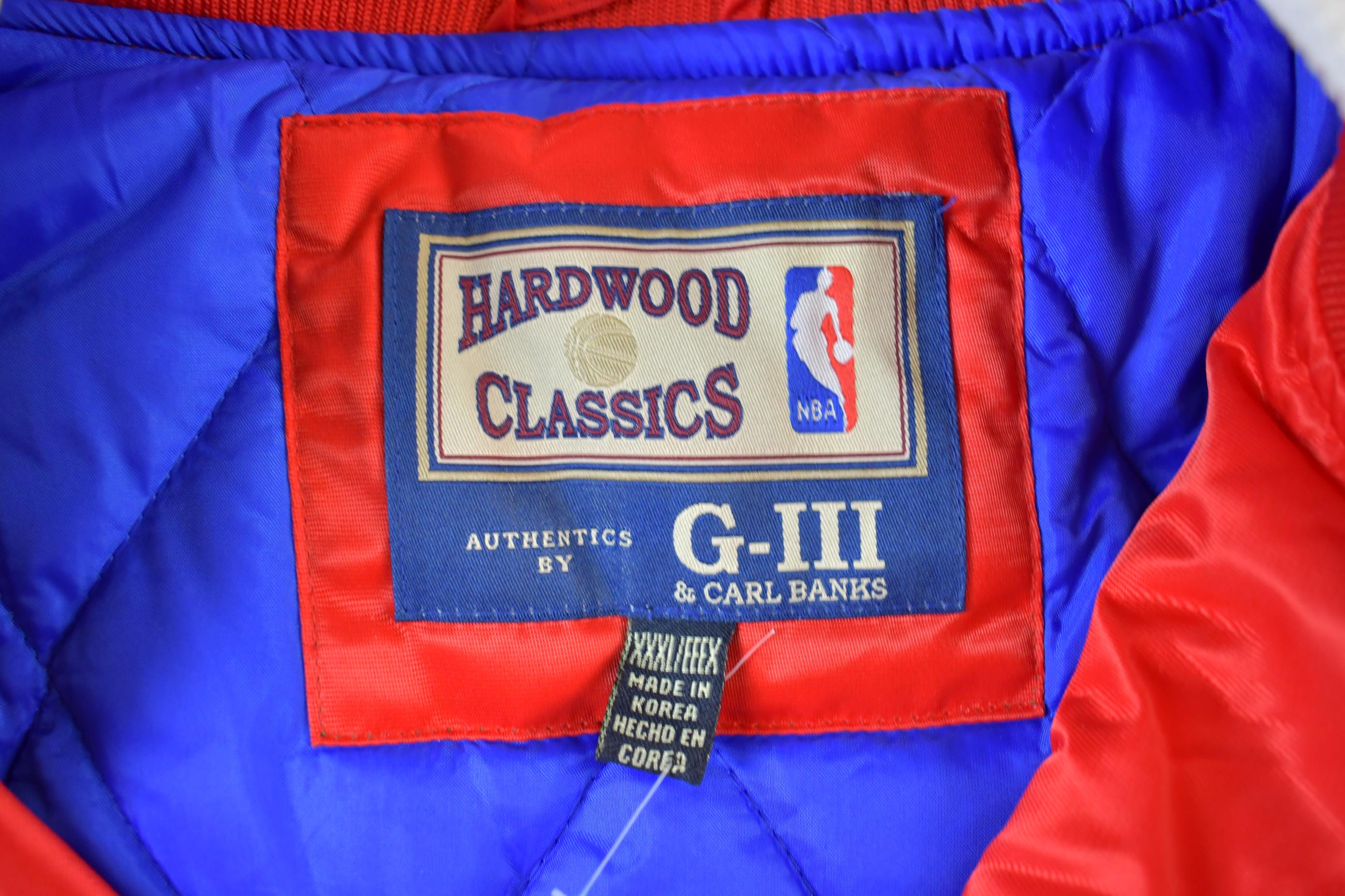 Vintage 2000s Hardwood Classics San Diego Clippers NBA Basketball Embroidered Snap Button Satin Bomber Jacket Mens 3XL