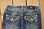 Vintage Deadstock Y2K Miss Me Bedazzled Low Rise Jeans Women's Size 26x31