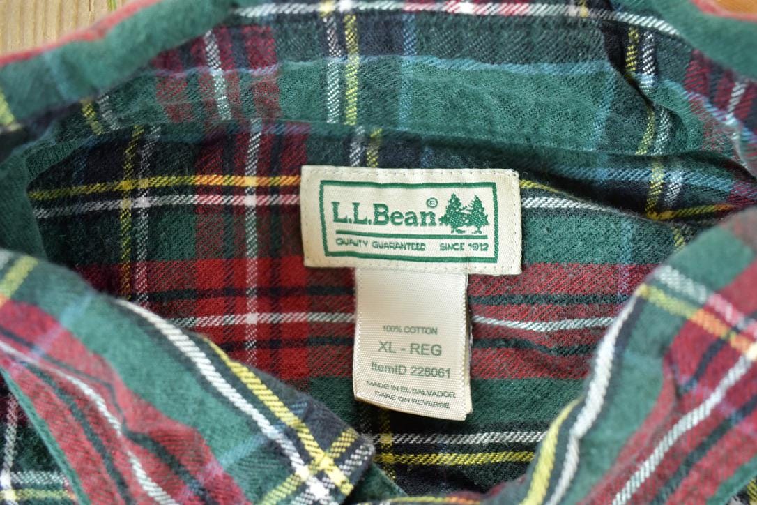 Vintage 1990's LL Bean Plaid Button Up Western Shirt Made In USA