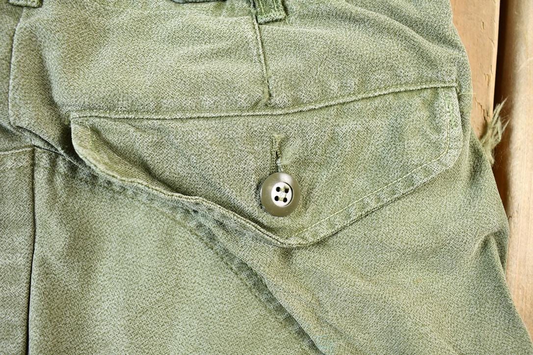 Vintage 1960s OG 107 Army Green Military Cargo Pants Size 28 x 27