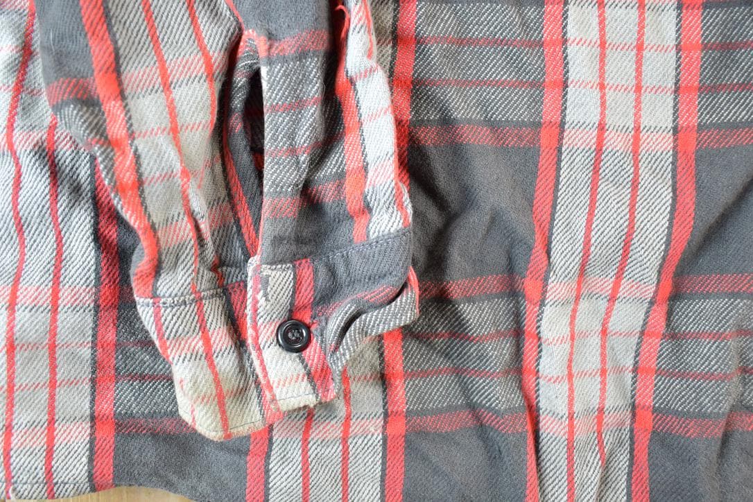 Vintage 1980s Five Brother Plaid Flannel Button Up Shirt Mens XL