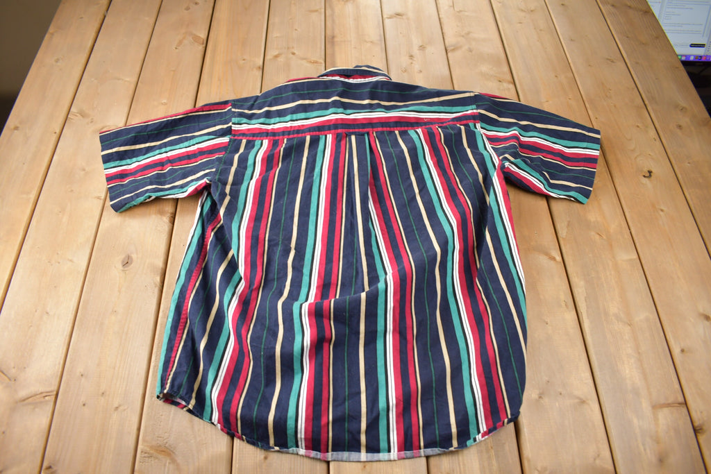 Vintage 1990s Basic Options Short Sleeve Button Up Striped Shirt