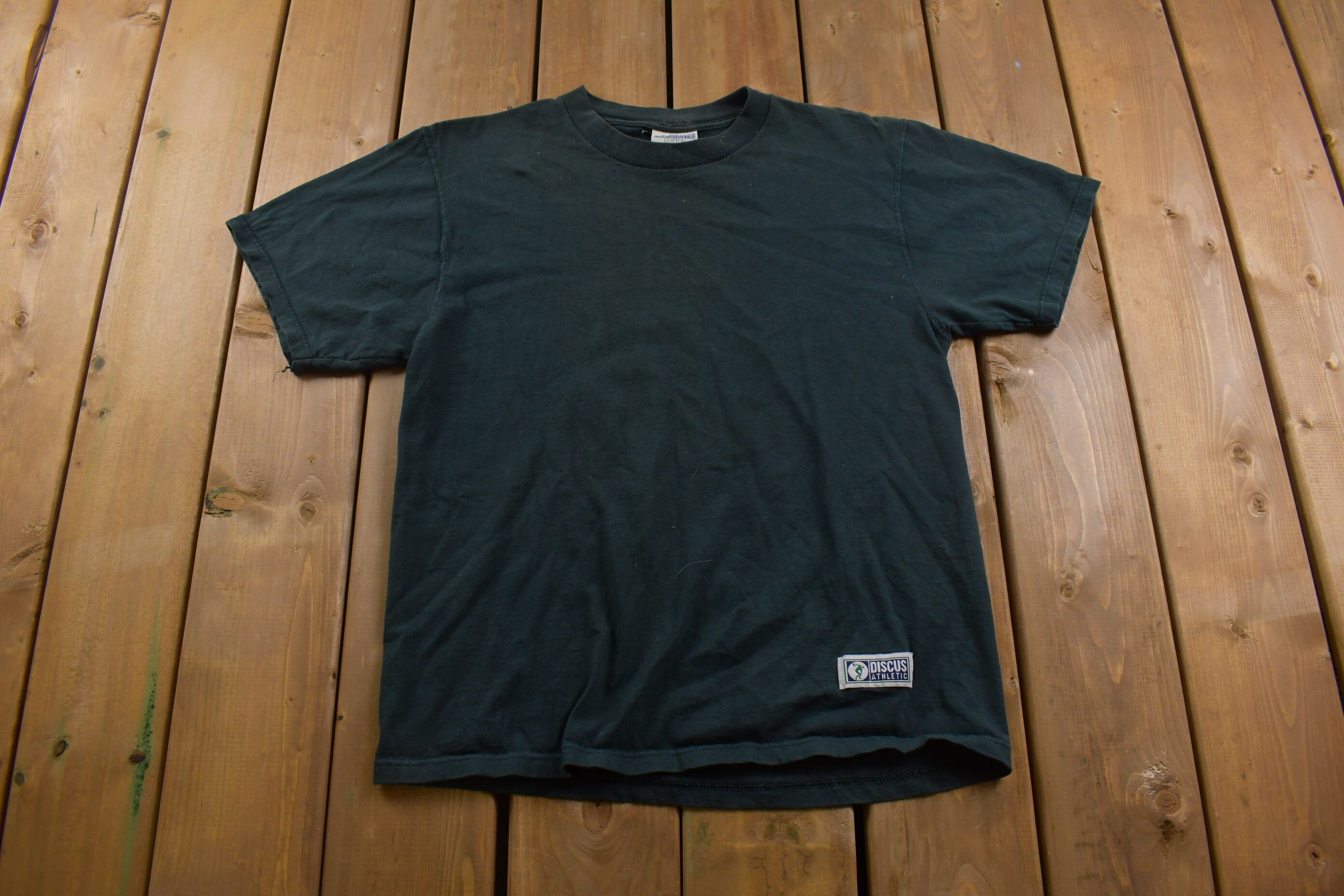 Vintage 1990s Discus Athletics Blank Black T-Shirt  Streetwear  Retro Style  Blank Vintage  Basic Clothes  90s Graphic Tee