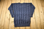 Vintage 1990s Mota Intl 3D Cable Knit V-Neck Sweater