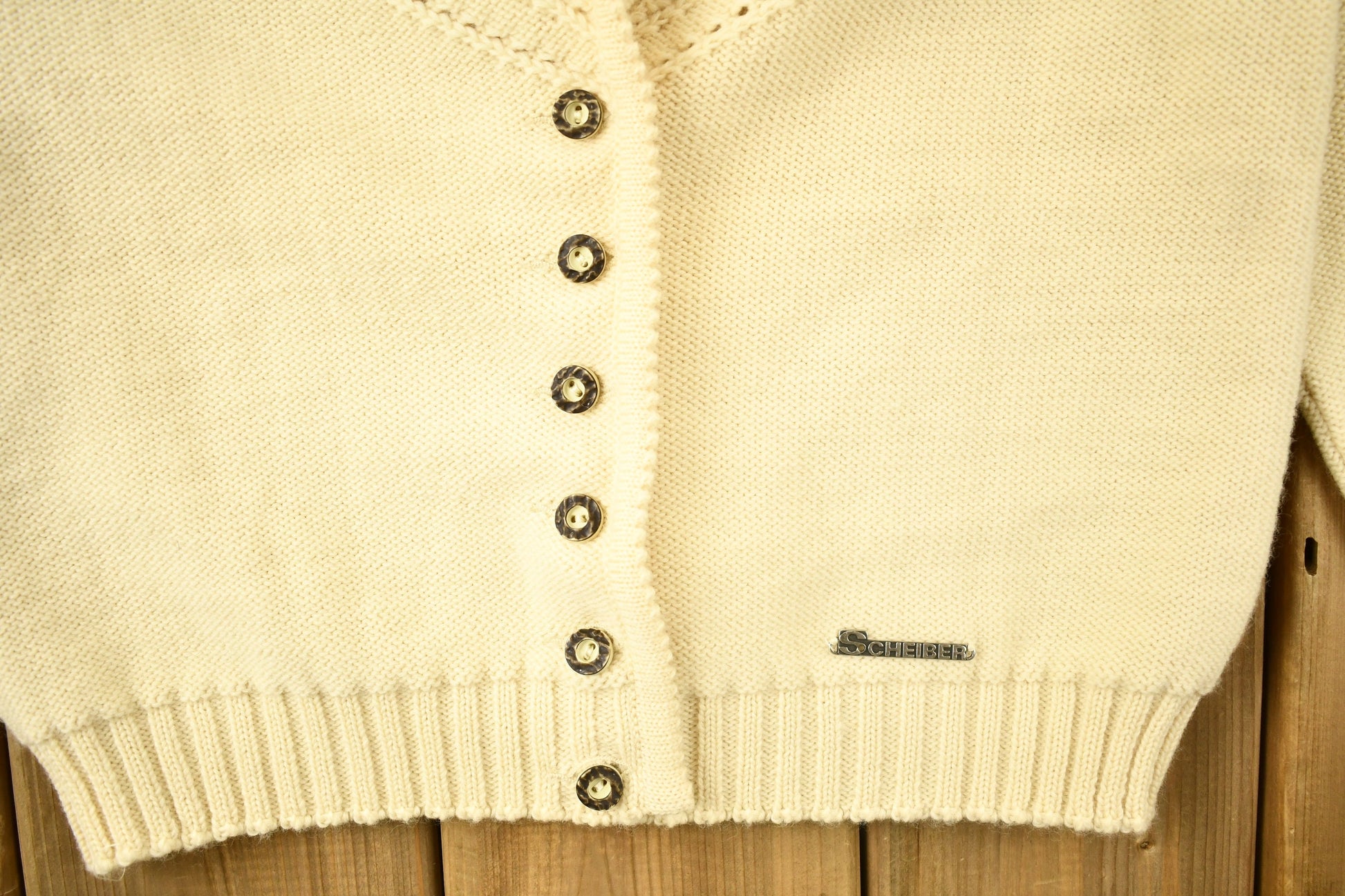 Vintage 1980s 100% Wool Sigi Schieber Knit Cardigan Sweater