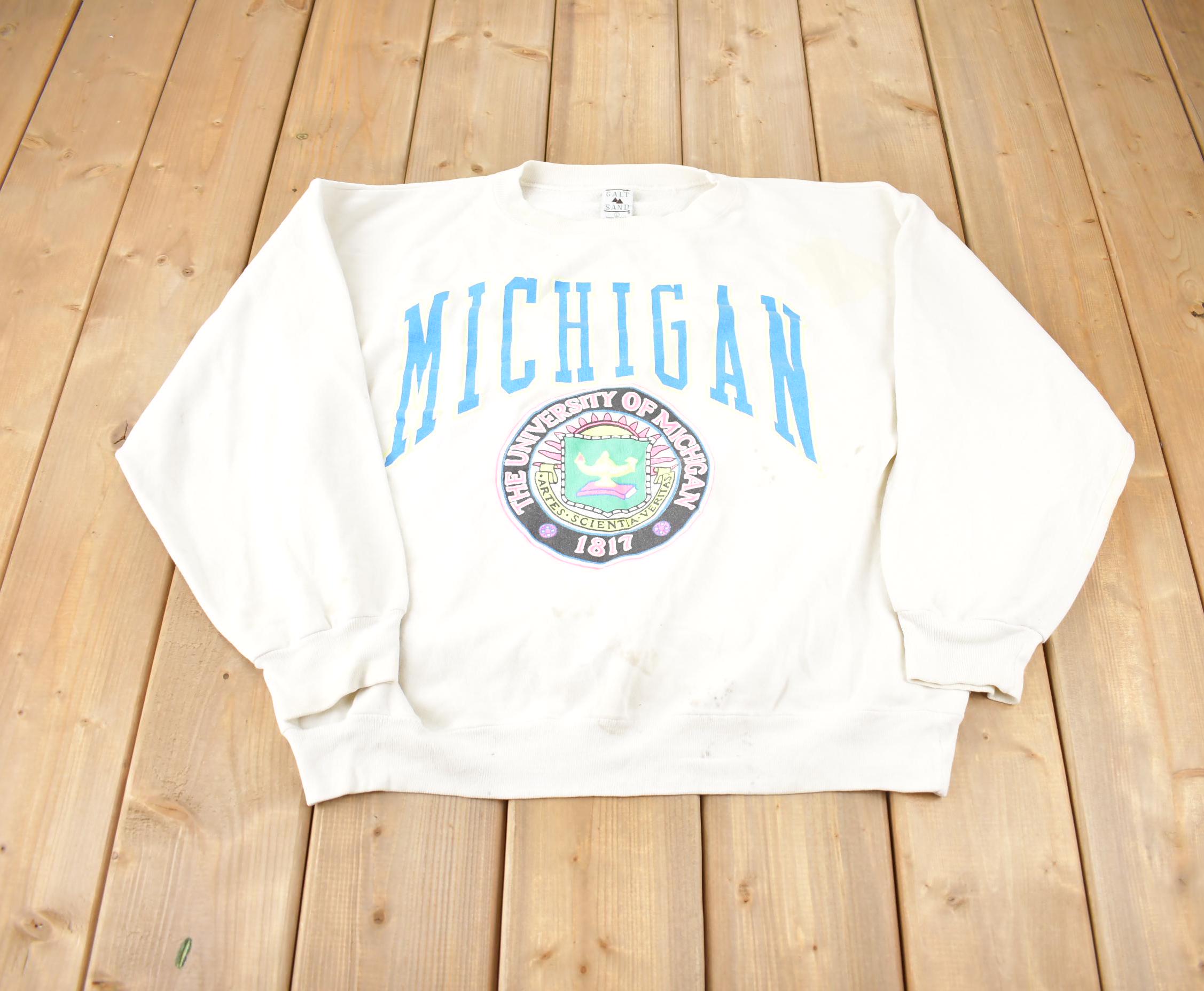 Vintage 1980s University Of Michigan Distressed Crewneck Made In USA