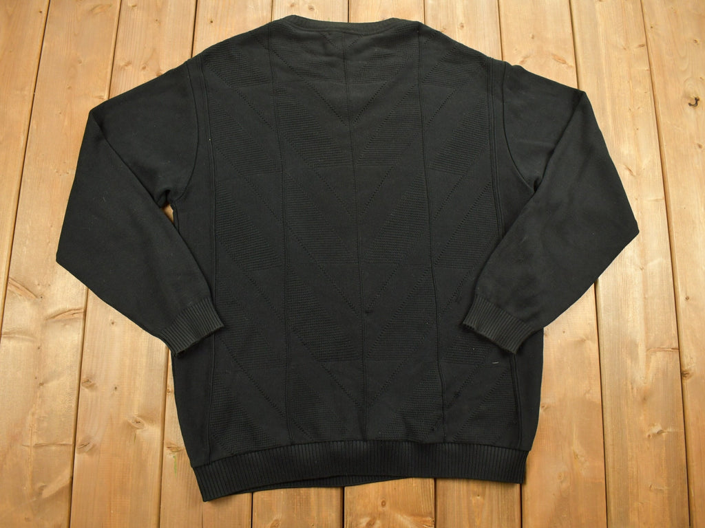 Vintage 1990s Tosani 3D Knitted Crewneck Sweater Vintage 90s Crewneck All Over Pattern  Made In Canada  Abstract Pattern