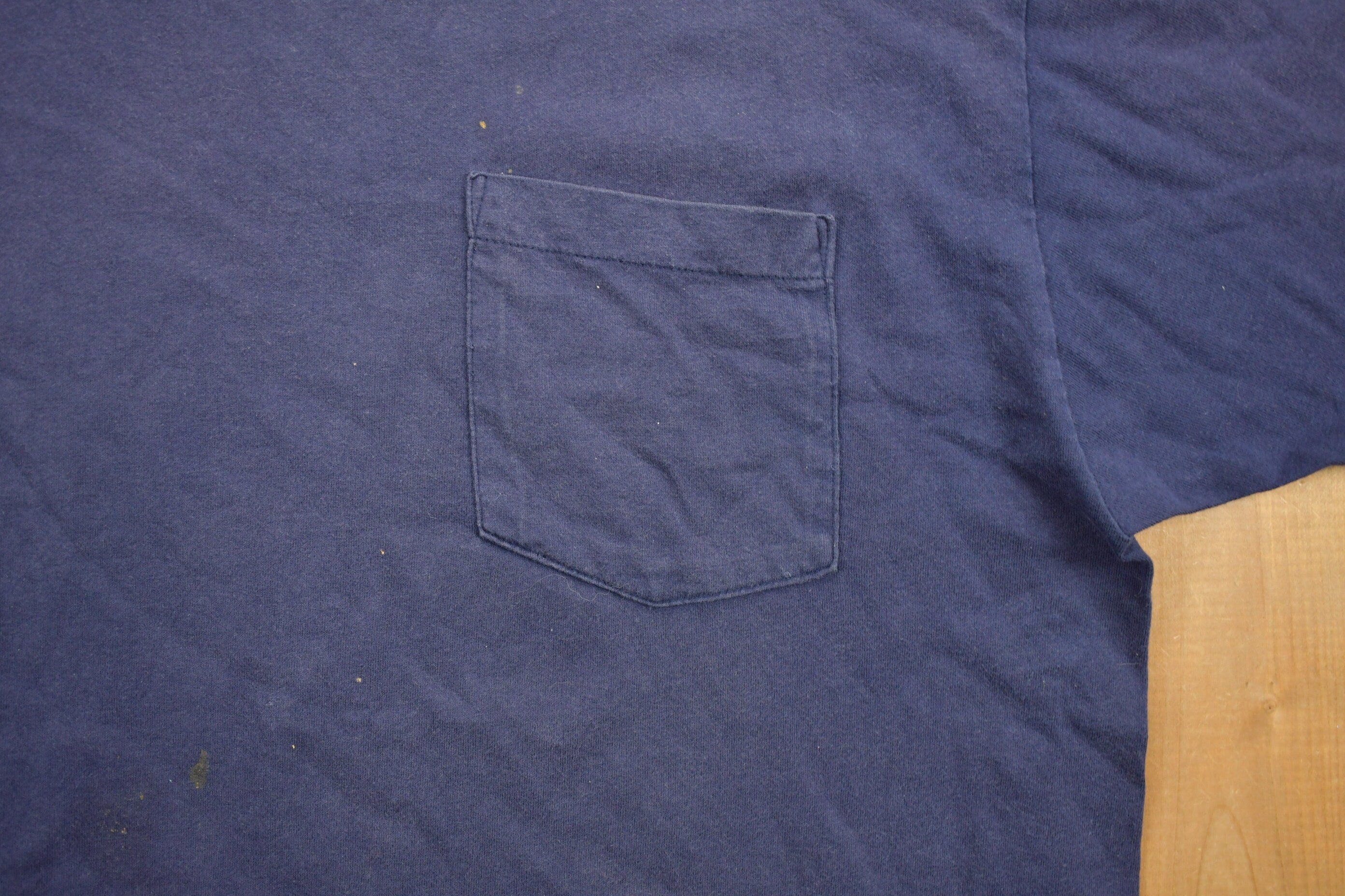 Vintage 1990s Navy Blue Blank Pocket T-Shirt