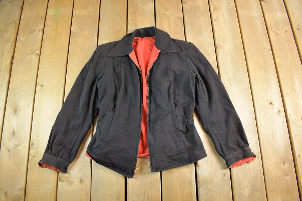 Vintage 1960s 1970s Reversible Zip Up Harrington Jacket Women's Small