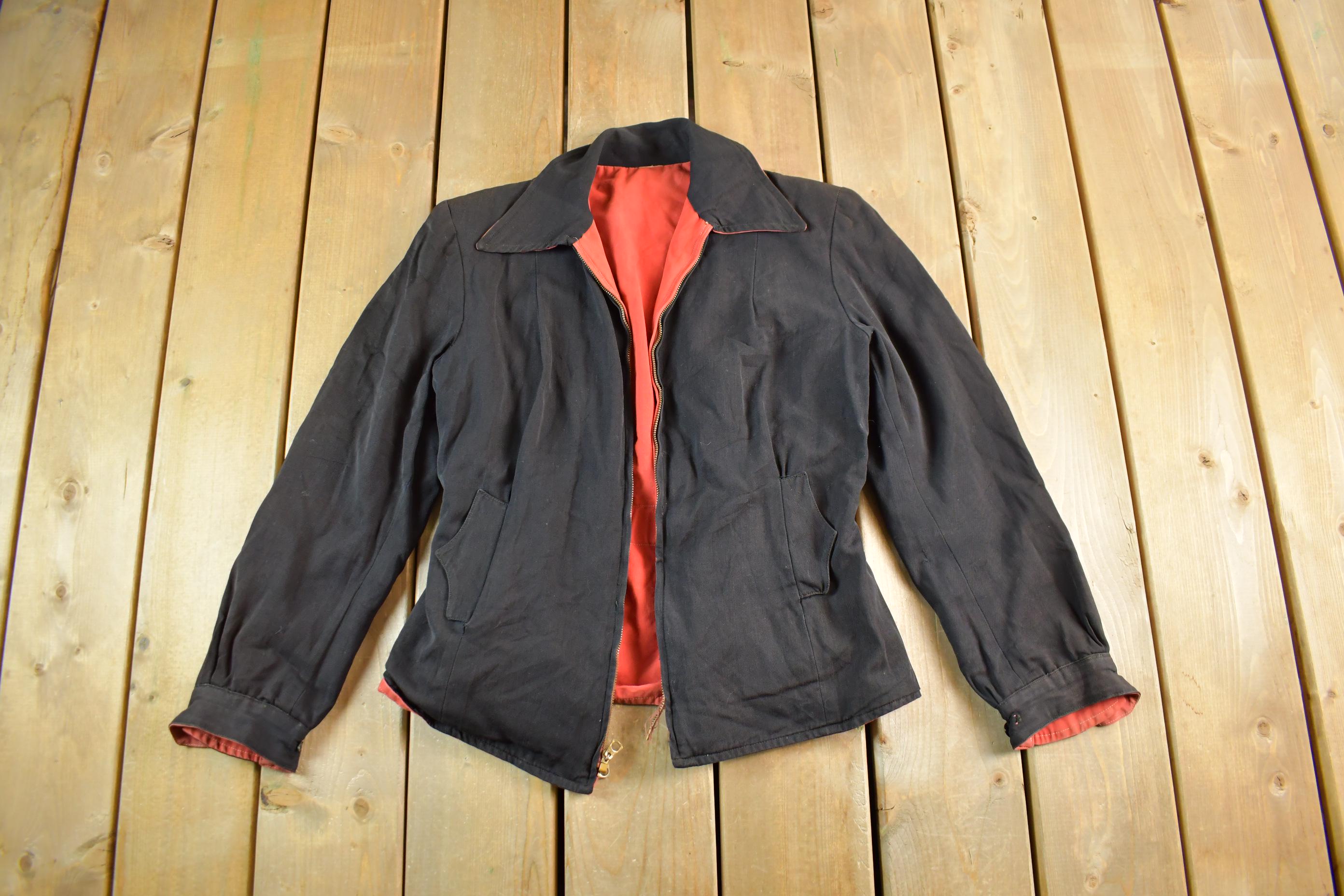 Vintage 1960s 1970s Reversible Zip Up Harrington Jacket Women's Small