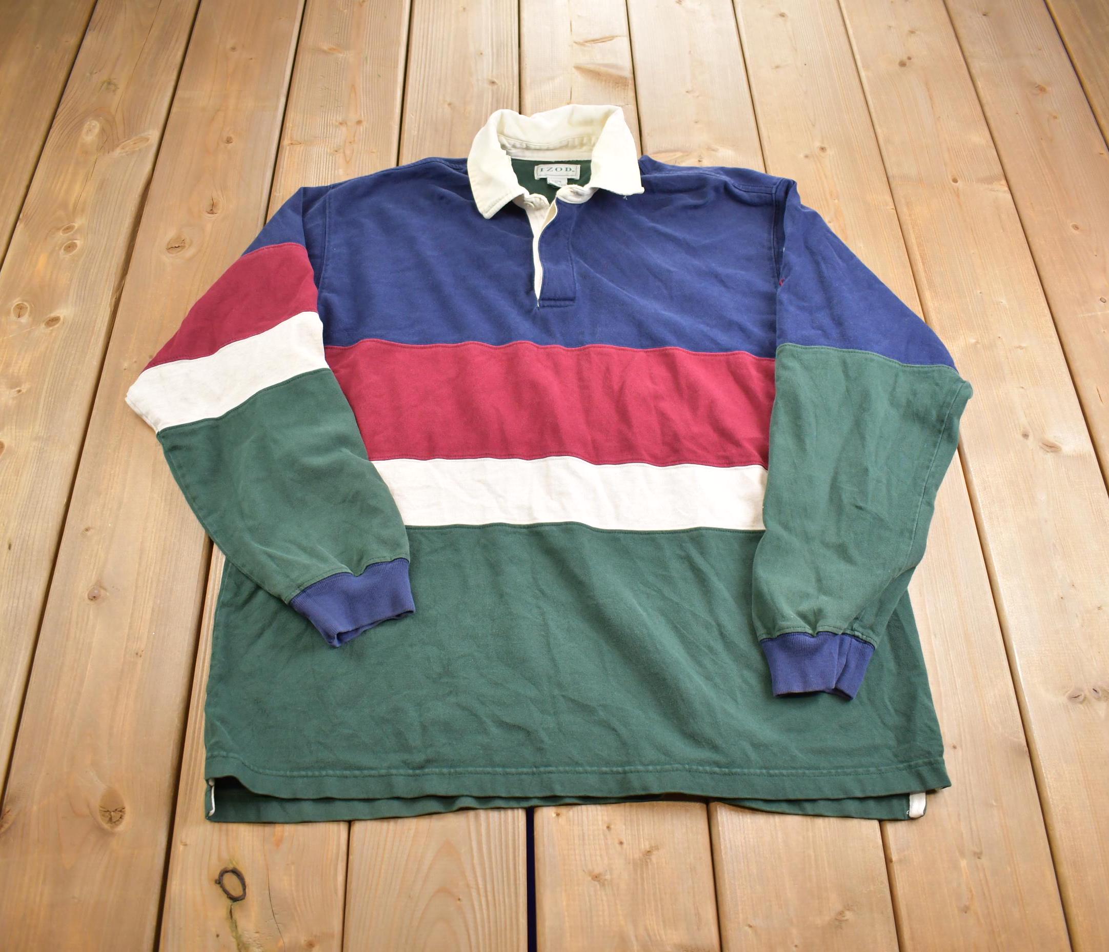Vintage 1990s IZod Color Block Embroidered Blank Button Up Shirt