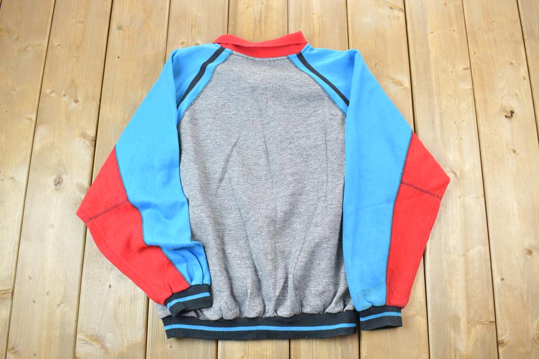 Vintage 1990s Chams Crazy Colour Block Collared Crewneck Sweatshirt