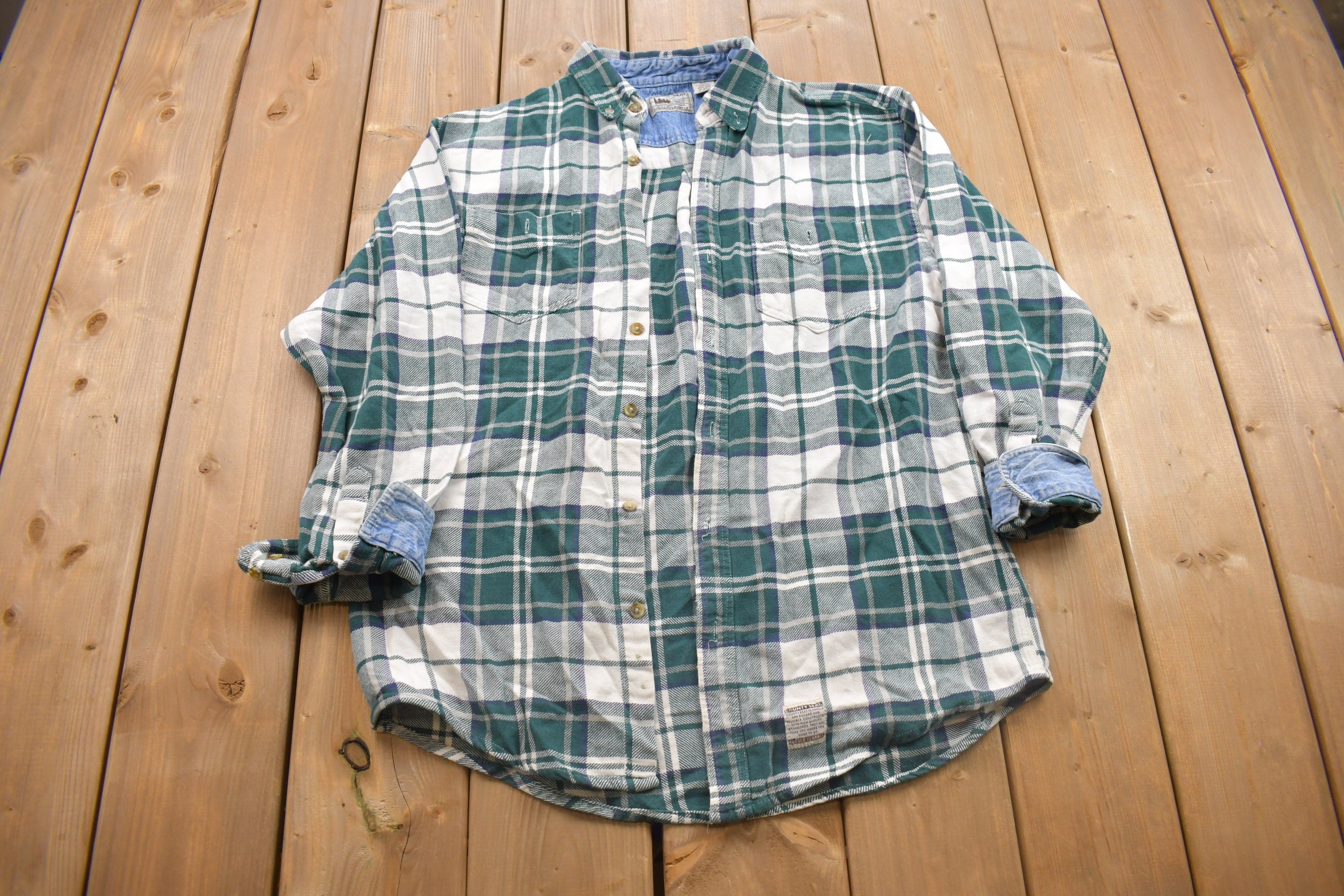 Vintage 1990s County Seat Plaid Button Up Shirt /