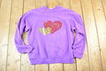 Vintage 1990s Purple Hearts Crewneck Sweatshirt Womens L