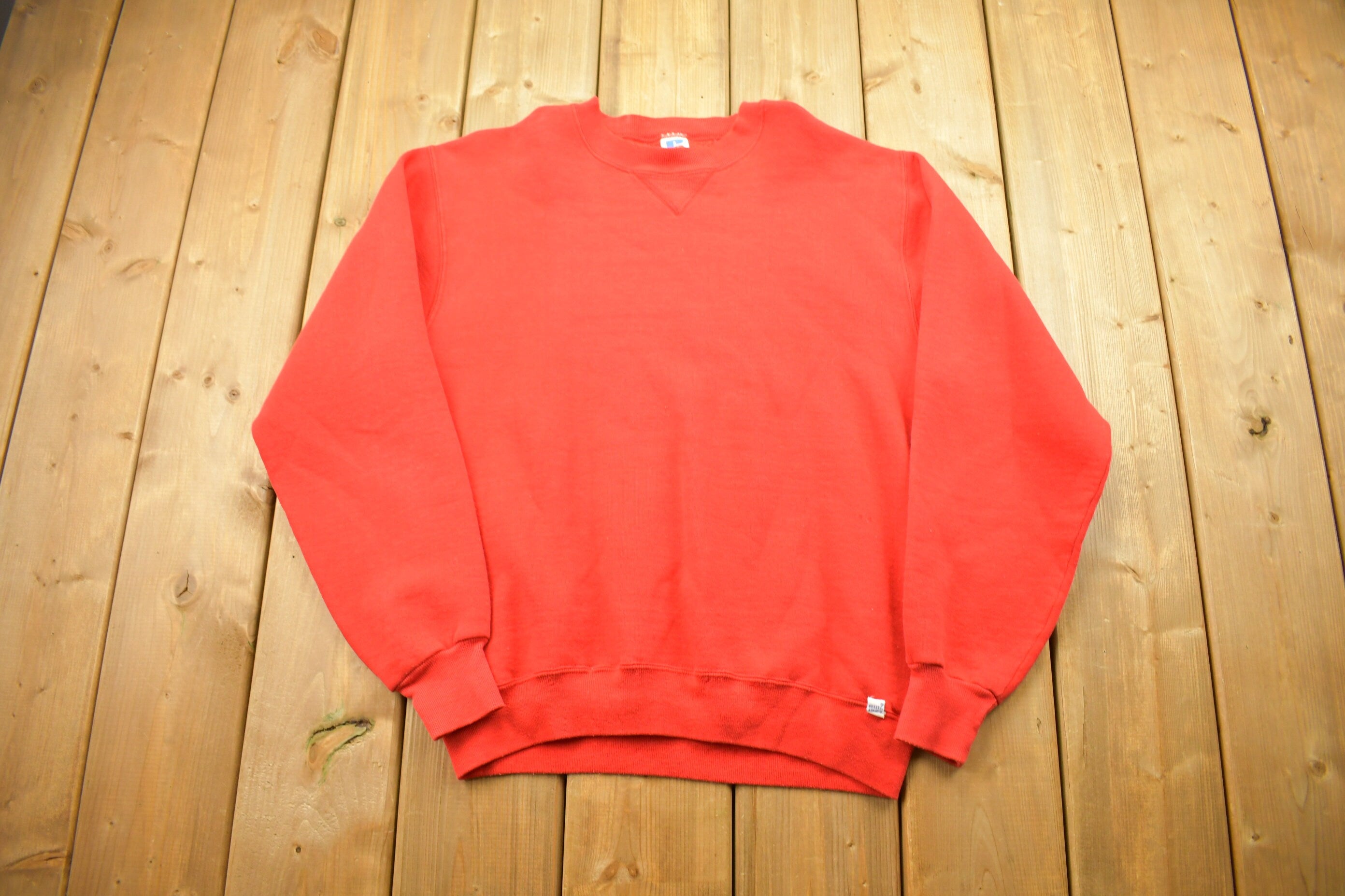 Vintage 1990s Russell Athletics Red Blank Crewneck Sweater