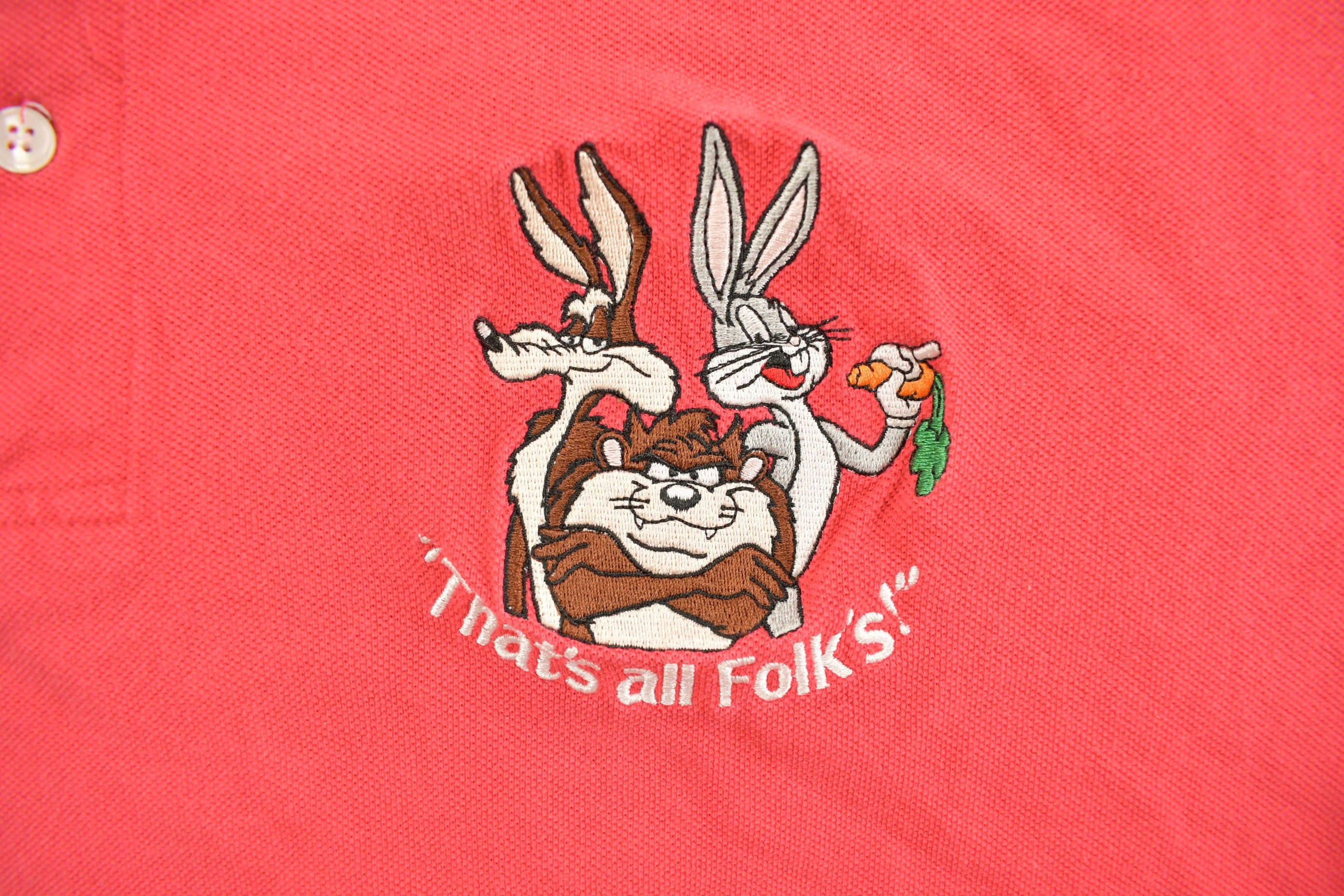 Vintage 1990s Acme Clothing Looney Tunes Embroidered Polo T-Shirt
