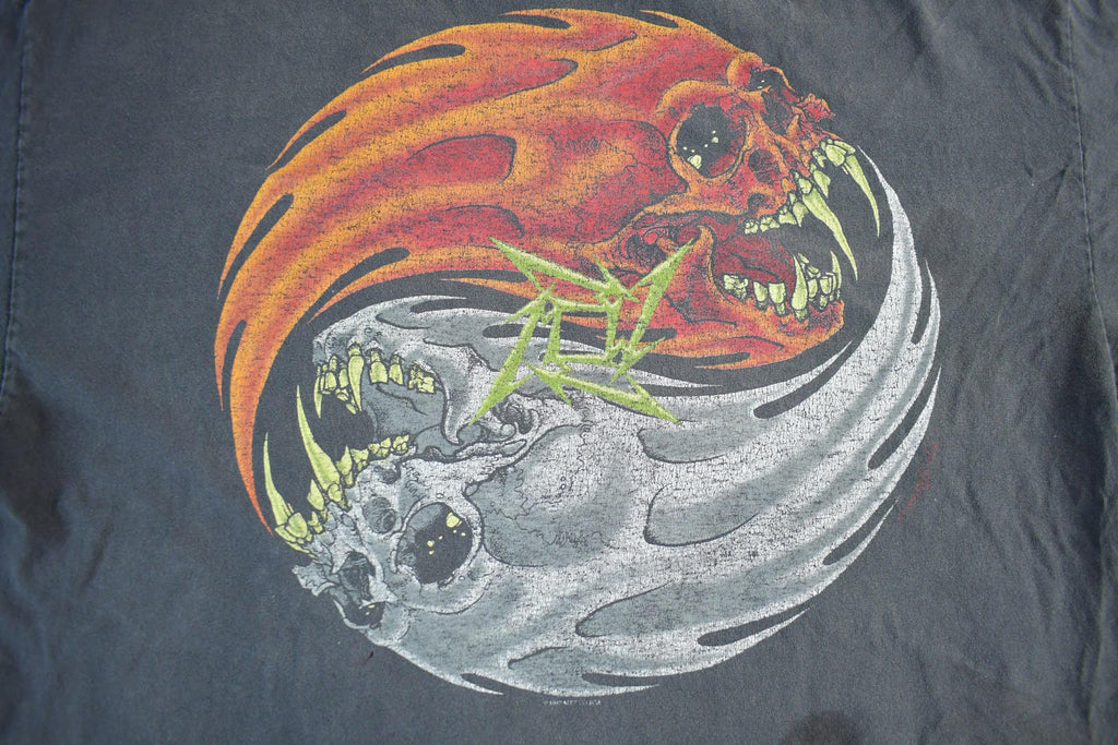 Vintage 1997 Metallica Pushhead Flaming Yin Yang Head Rebel Band T-Shirt Men's XL