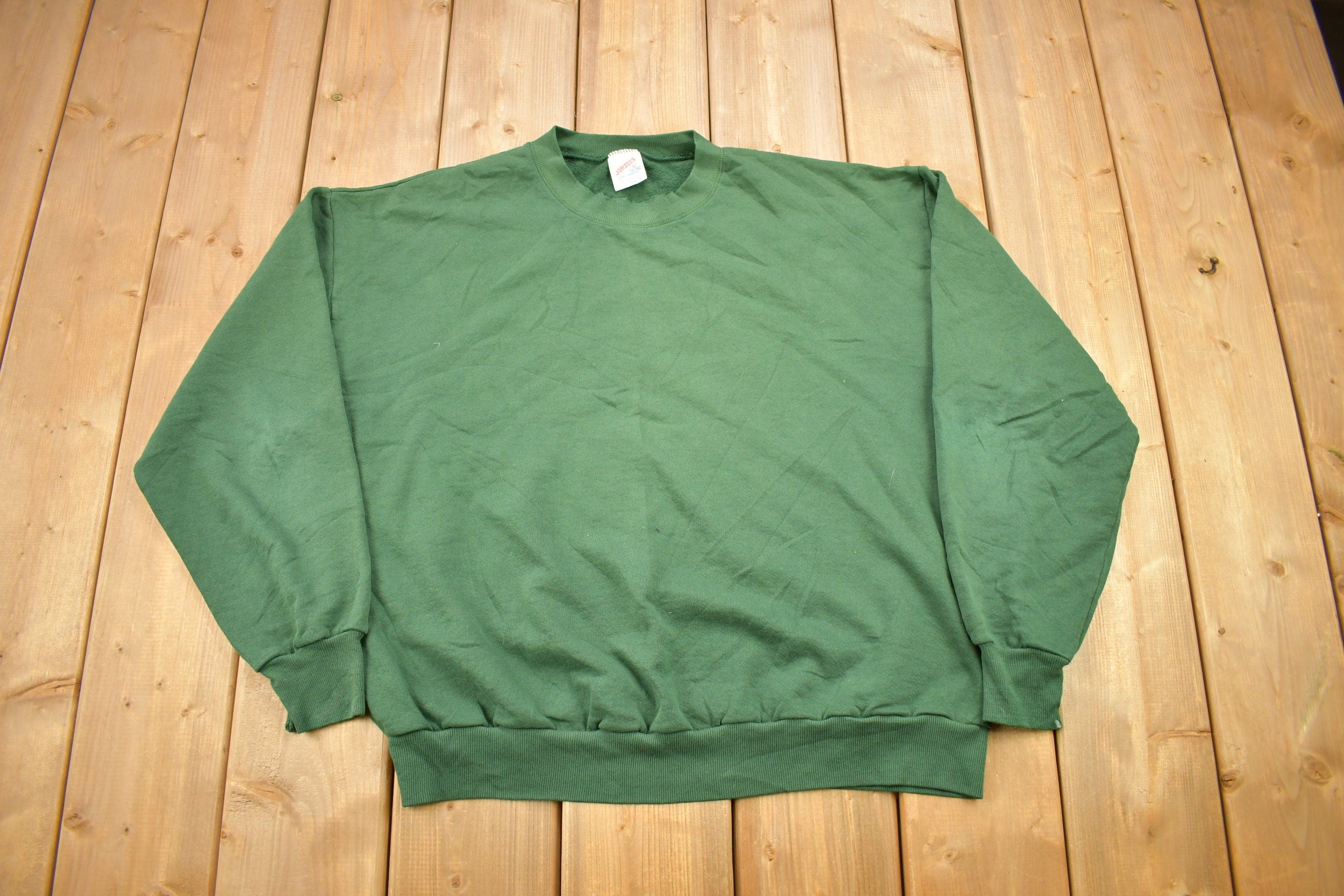 Vintage 1990s Forest Green Blank Jerzees Crewneck Sweatshirt