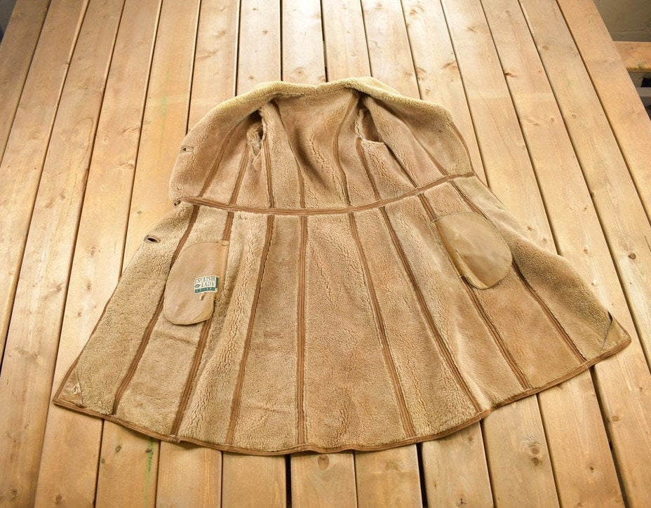 Vintage 1980s English Lady Shearling Leather Coat
