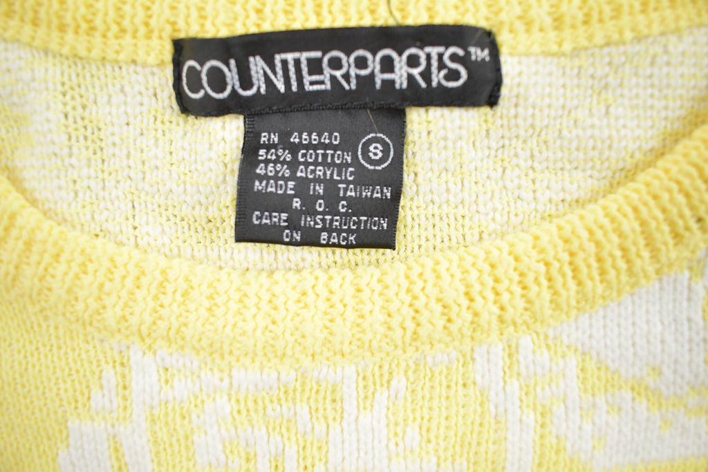 Vintage 1990s Yellow Knit Crewneck Shortsleeve Sweater