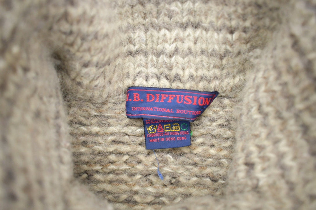 Vintage 1980s Wool Knit Button Up Sweater