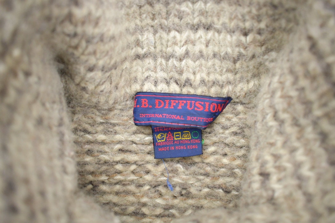 Vintage 1980s Wool Knit Button Up Sweater