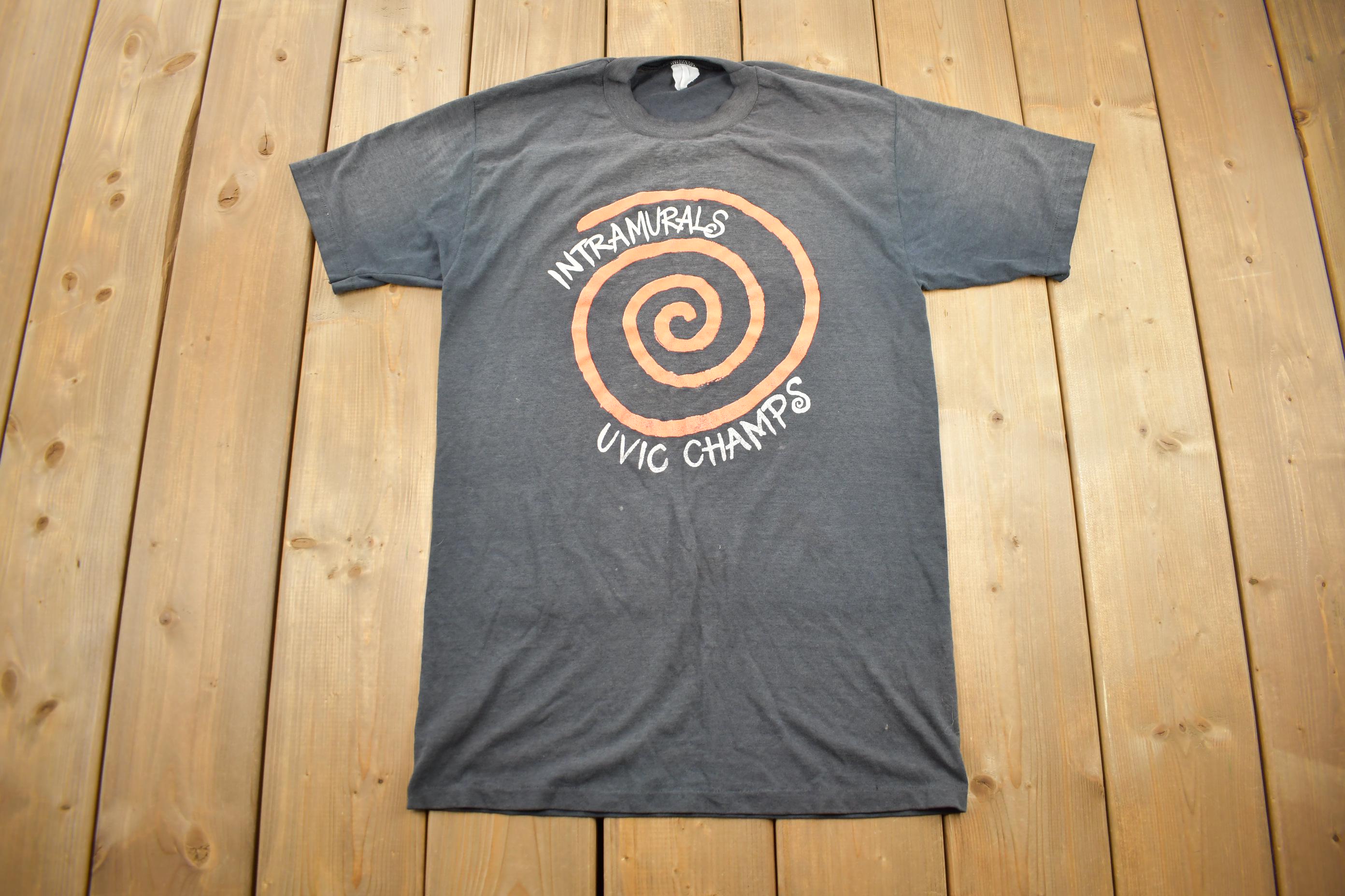 Vintage 1980s UVIC Champs Intramurals Single Stitch Graphic T-Shirt Made In USA