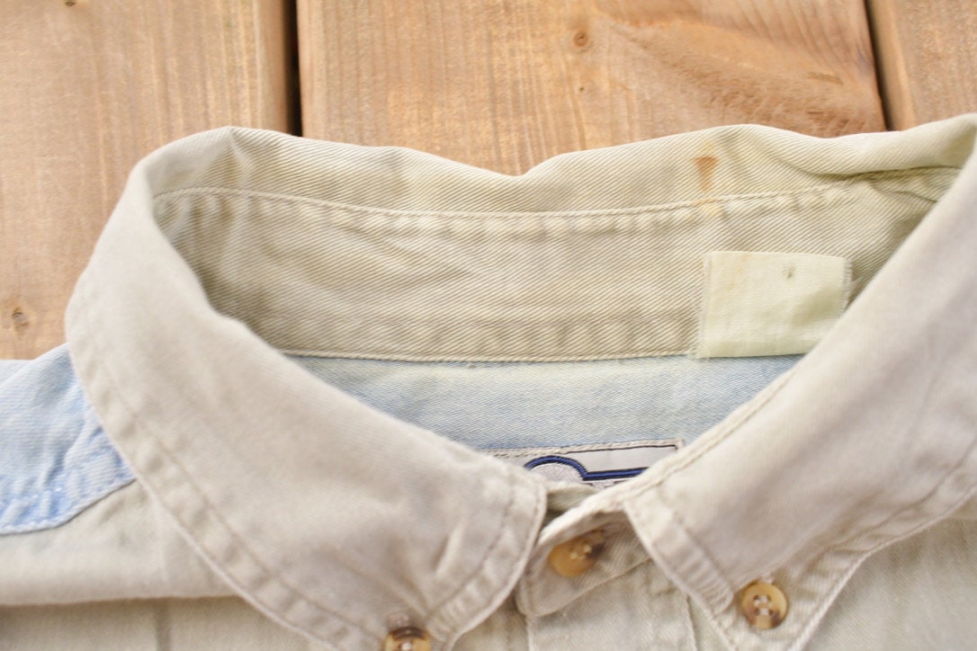 Vintage 1990s Double Impact Blank Colour Block Button Up Shirt