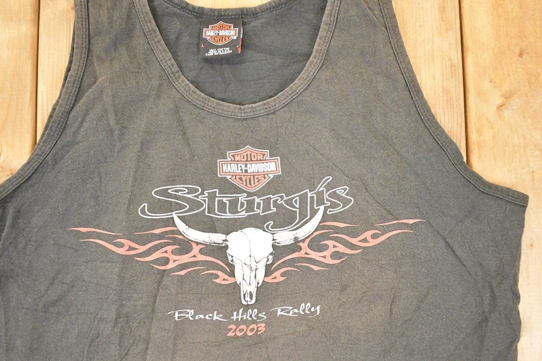 Vintage 2003 Harley Davidson Motorcycles Sturgis Black Hills Rally Biker Tank Top Men's L