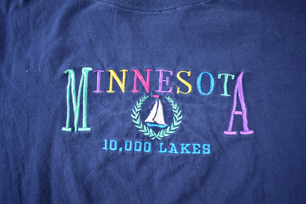 Vintage 1990s Minnesota Travel Embroidered T Shirt Size L