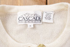 Vintage 1990s Cascade Knitted White Cardigan Sweater