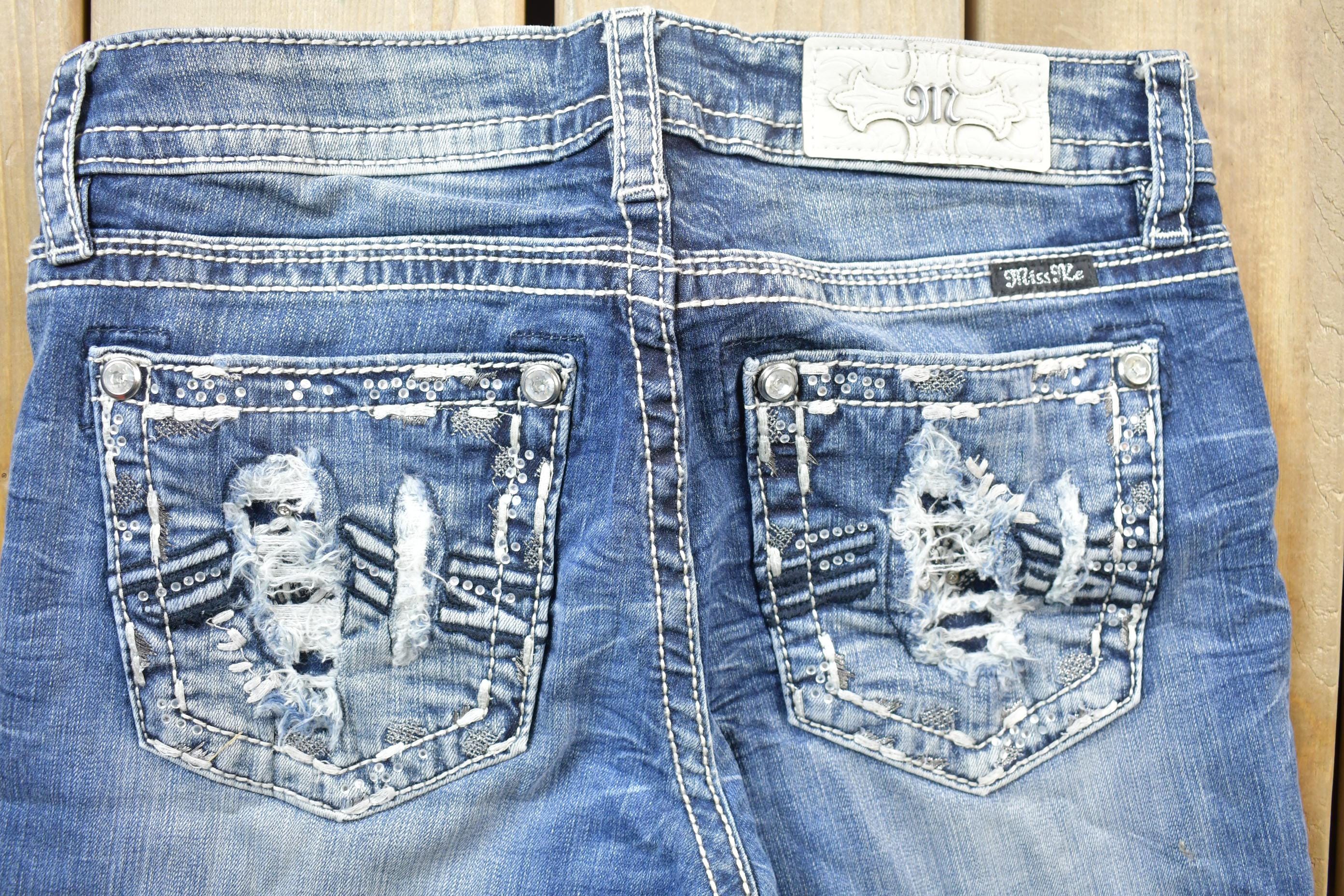 Vintage Y2K Miss Me Bedazzled Low Rise Jeans Size 28x30