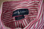 Vintage 1990s Ralph Lauren Pink Striped Button Up Blake Dress Shirt Size XXL