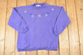 Vintage 1990s Gina Peters Embroidered Floral Crewneck Sweatshirt Womens L