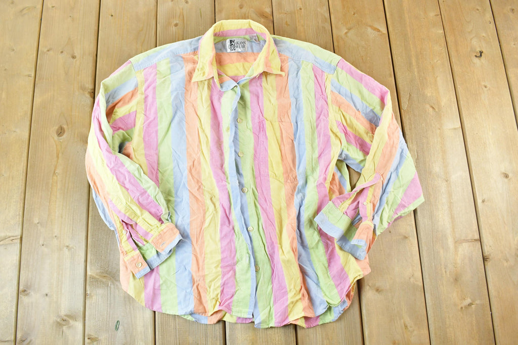 Vintage 1990s Jeans Wear Button Up Shirt  Vintage Dress Shirt  Plaid Button Up  Cowboy Shirt  Preppy Button Up