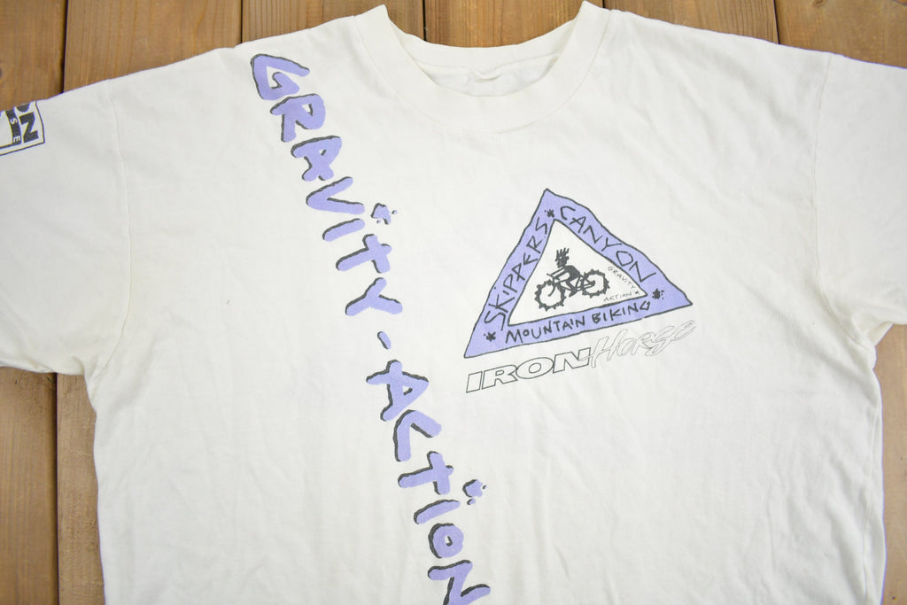 Vintage 1990s Gravity Action Skippers Canyon Mountain Biking Graphic T Shirt